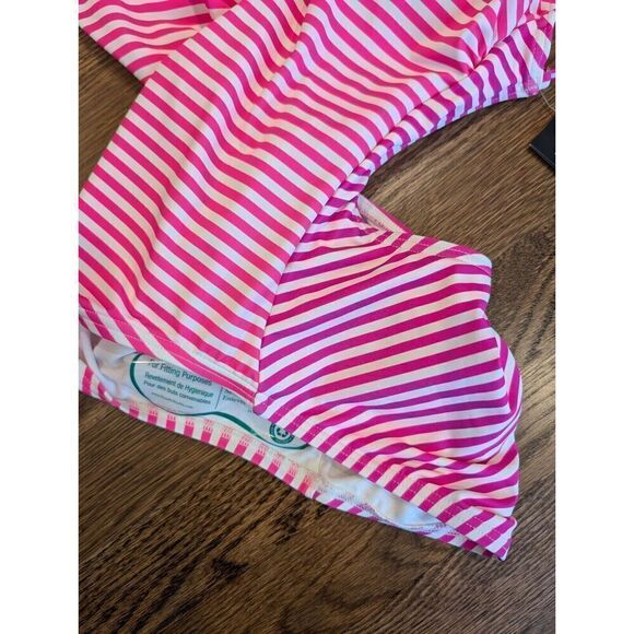 KATE SPADE Ringmaster Swimsuit Striped Radiant Pink Plunging V-neck Size M BNWT - Picture 11 of 16